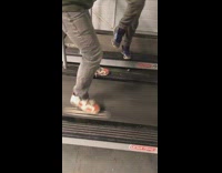 Green sweater guy moving treadmill wall fail 