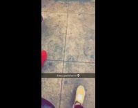 Man blue sports jersey sleeps knocked out on subway station stairs