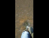 Submitter walks over a flooded frozen road