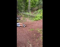 Cyclist fall from bridge face plant ground