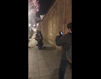 girl hug pose black light post night