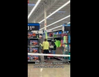 Woman hitting man pool noodle