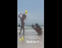 Two women bikini take turns for photoshoot at the beach Part 1