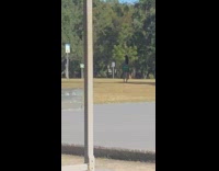 Green skirt girl dances dead grass skatepark