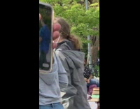 Shirtless Guy Rubs Bare Butt Against Tree 