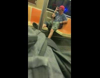 Collab Subway Creatures - Crazy guy with walking cane screams and talks to himself on the subway