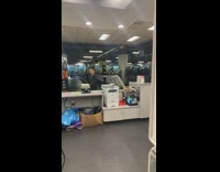 Girl pretends to exercise treadmill photo