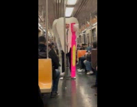 Collab winy - Man teeth toothbrush costume jokes in train