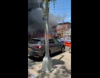 Collab winy - Burning truck explode on street almost hit man