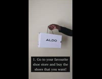Guy shows how to return shoes photoshoot 