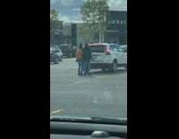 Two girls dance white car parking lot