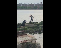 Emo rock guy lip sings for music video 