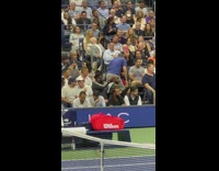 Guy gets haircut at us open close angle