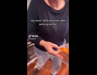 Lady Scoops and Stores Pasta in Food Containers