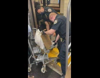 Cops help man get stuck cart out 