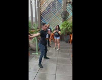 Guy black shirt dance and split terrace