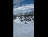 Red snowmobile jump fail neon green pants
