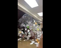 Senior graduation celebration paper toss 