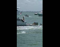 Yellow bikini girl white boat ocean float 