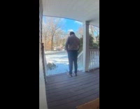 Man slipped on the icy porch stairs