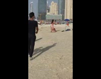 Woman red Indian dress titkok dance beach