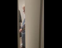 Girl scares mom in laundry room