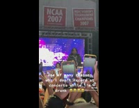 Woman sings with a big weird voice 