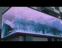 3D virtual ocean wave art exhibit outside 
