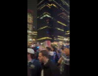 Guy films crowd stand on taxi stand