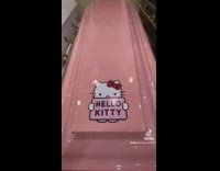 Guy gives tour of hello kitty pink casket coffin