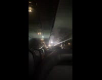 Airplane filled with mist vapor before taking off