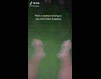 Guys slides down the hill when it rains