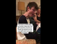 Guy reacts to gift he picked out