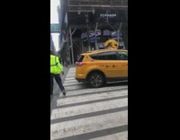 Crossing guard dances to car music 