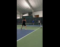 Four men play pickleball man did not swing