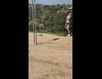 Girl brown top hold bag Hollywood