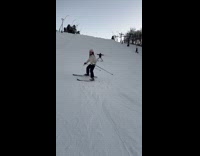 Woman skiing slowly crashes on friend 