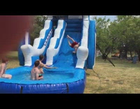 Guy slides down water slide fail