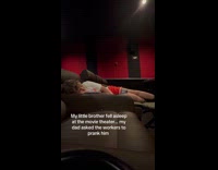Boy fell asleep inside the movie theater