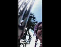 Girl walks around with fly on fork 