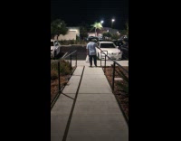 Man pretends to limp walking through pwd ramp