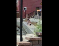 Two girls black swimsuit raccoon tail hat