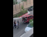 Two guys run after car music video 