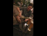 Guy pours beer into vacuum cleaner hose and drinks out of it like a beer bong