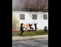 Emo Man and Lady Fake Play Instruments for Video