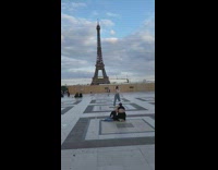 Woman tiktok dance Lalisa Eiffel Tower park