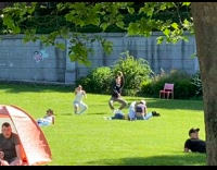 Collab IITW - Man and Woman tiktok dance together at the grass park