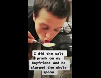  Guy drinks entire spoon of soup and says its salty
