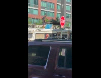 Man plays pool on top of van