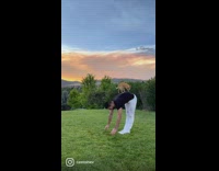 Man and dog doing stunts on yard